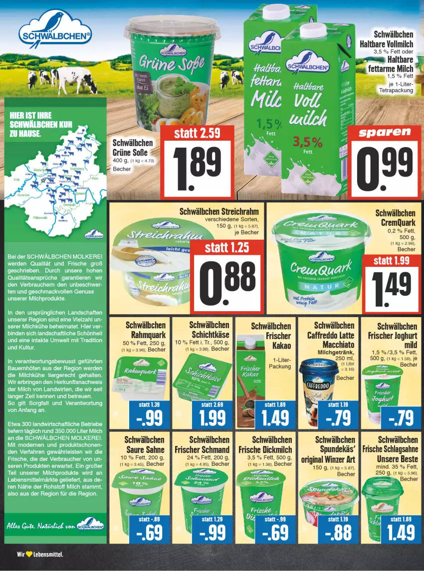 Aktueller Prospekt Edeka - Angebote der Woche - von 09.10 bis 14.10.2023 - strona 8 - produkty: Becher, eis, freddo, gin, joghur, joghurt, kakao, Käse, latte, lebensmittel, milch, quark, sahne, schlagsahne, schmand, Soße, vollmilch