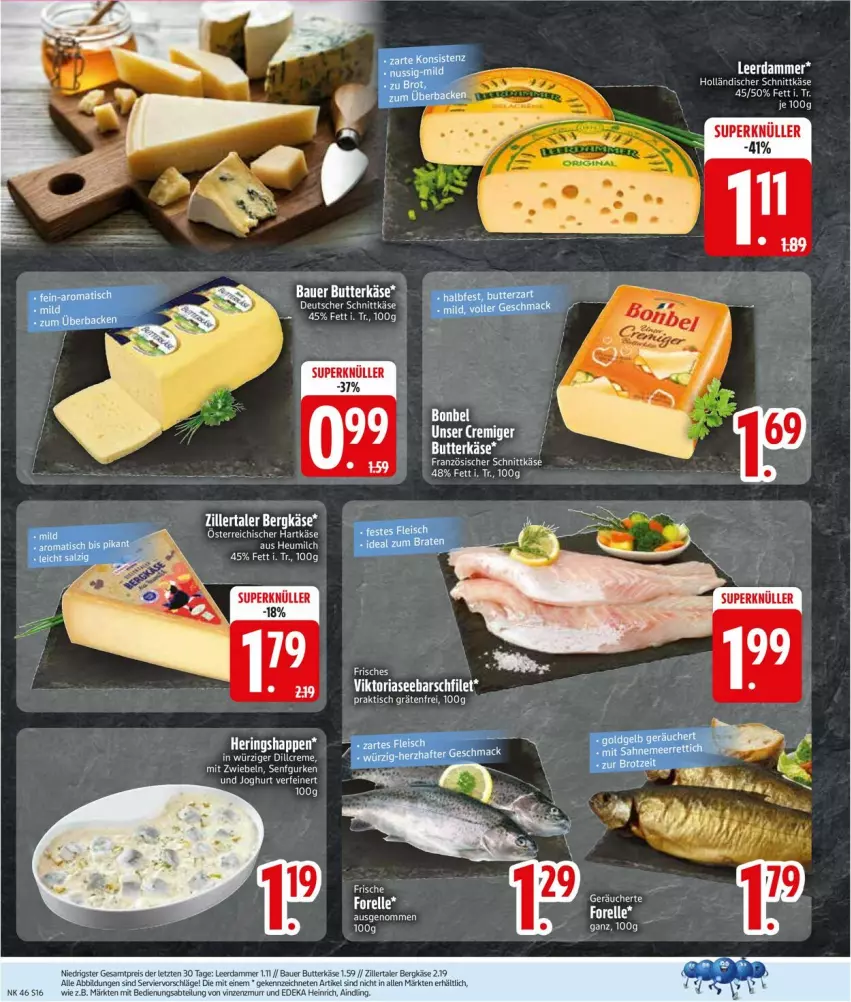 Aktueller Prospekt Edeka - Prospekte - von 10.11 bis 15.11.2025 - strona 18 - produkty: Abtei, auer, Bau, Bauer, bonbel, butter, butterkäse, deka, filet, holländischer schnittkäse, HP, Käse, leerdammer, Ria, schnittkäse, Ti, tisch