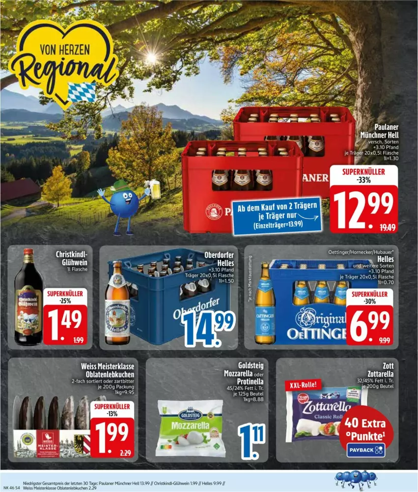 Aktueller Prospekt Edeka - Prospekte - von 10.11 bis 15.11.2025 - strona 6 - produkty: beutel, eis, elle, flasche, Glühwein, Meister, Paula, paulaner, rel, Ti, wein, zott, zottarella