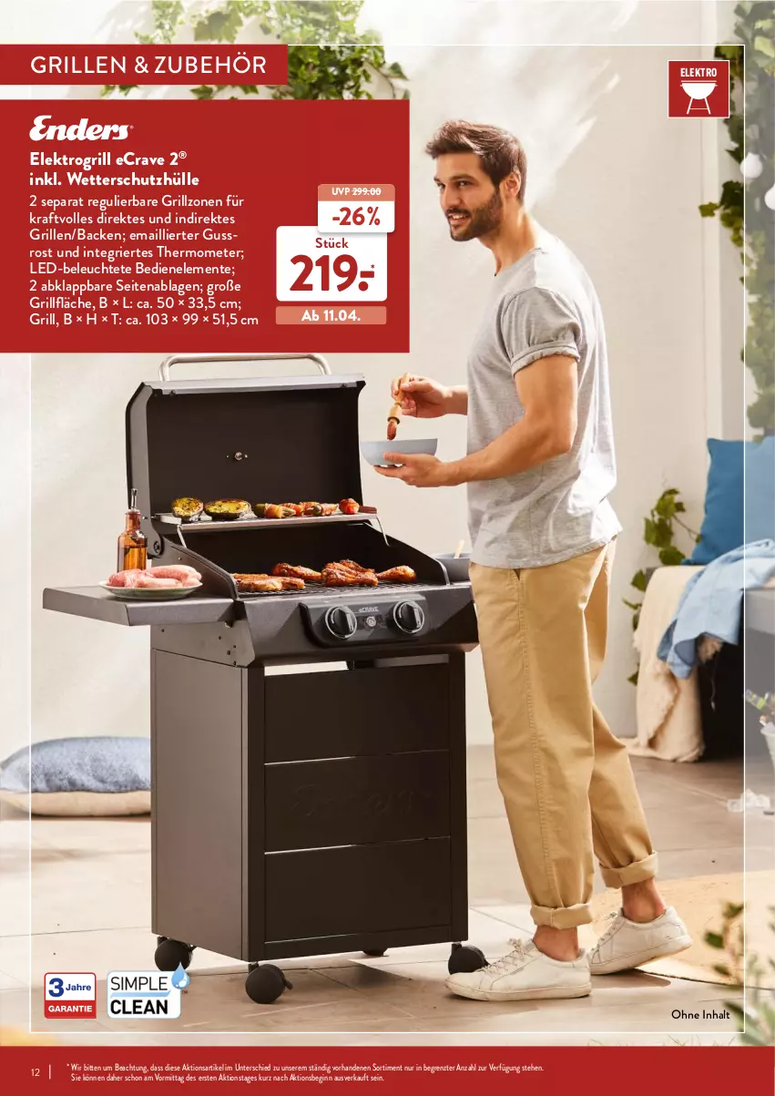 Aktueller Prospekt Aldi Nord - Aldi-Grillen - von 24.03 bis 23.05.2022 - strona 12 - produkty: Elektro, ente, gin, grill, grillfläche, kraft, Leuchte, schutzhülle, thermometer, Ti, ZTE