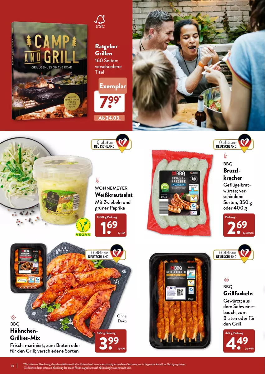 Aktueller Prospekt Aldi Nord - Aldi-Grillen - von 24.03 bis 23.05.2022 - strona 18 - produkty: Bau, braten, Geflügel, gewürz, gin, grill, grillfackeln, kracher, Kraut, krautsalat, mit zwiebeln, paprika, salat, schwein, schweine, Schweinebauch, Ti, wein, weine, ZTE, zwiebel, zwiebeln