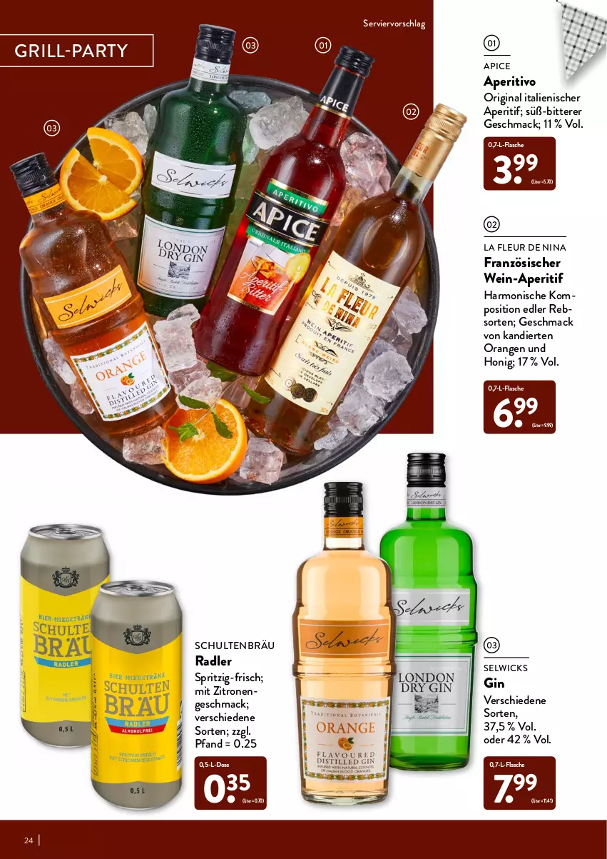 Aktueller Prospekt Aldi Nord - Aldi-Grillen - von 24.03 bis 23.05.2022 - strona 24 - produkty: aperitif, flasche, gin, grill, honig, mac, orange, orangen, radler, Ti, wein, WICK, zitrone, zitronen