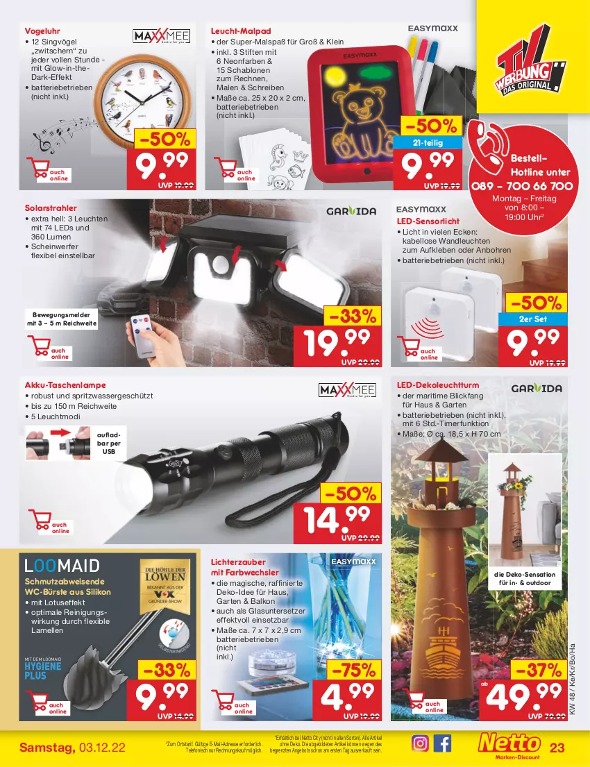 Aktueller Prospekt Netto Marken-Discount - Filial-Angebote - von 28.11 bis 03.12.2022 - strona 25 - produkty: akku, angebot, batterie, bürste, eis, elle, Garten, gsw, Lampe, leds, Leuchte, leuchten, Reinigung, stifte, Tasche, taschen, taschenlampe, telefon, Ti, timer, uhr, Untersetzer, usb, wasser, WC-Bürste, ZTE