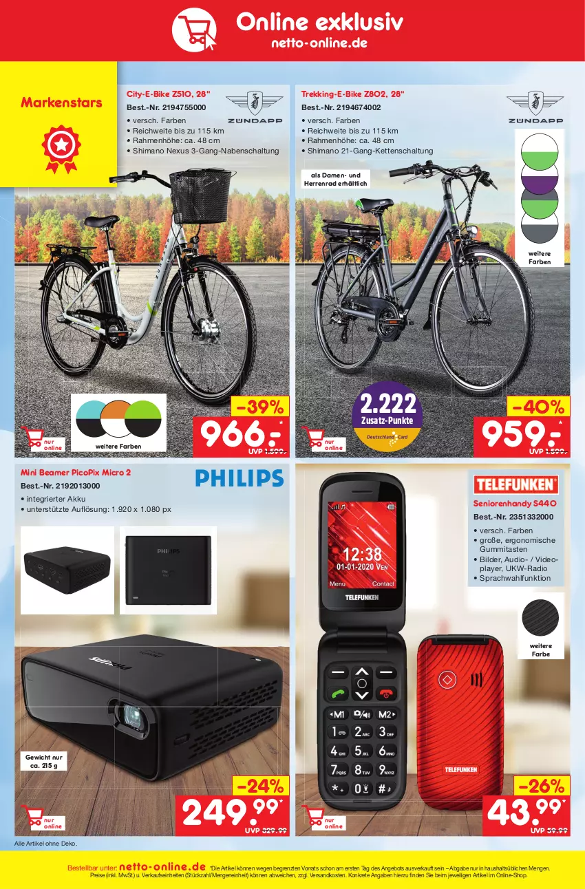 Aktueller Prospekt Netto Marken-Discount - Filial-Angebote - von 28.11 bis 03.12.2022 - strona 46 - produkty: akku, angebot, deo, E-Bike, eis, Handy, Kette, ndk, nexus, Radio, reis, Schal, shimano, Ti, ZTE