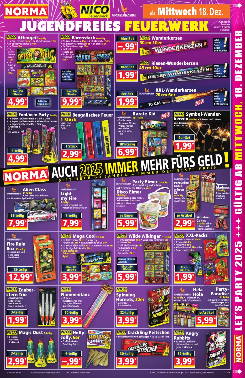 Aktueller Prospekt Norma - Norma - von 16.12 bis 23.12.2024 - strona 15 - produkty: auer, ball, bonbons, cracker, eimer, eis, erbsen, Hela, kerze, Knallerbsen, lamm, lebensmittel, Luftschlangen, Lusti, reis, ring, rum, rwe, spee, Ti, tisch, Tischbomben, Tüte, Wild