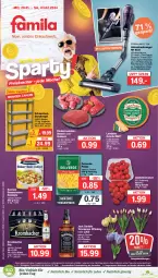 Gazetka promocyjna Famila - Prospekte - Gazetka - ważna od 03.02 do 03.02.2024 - strona 1 - produkty: akku, angebot, angebote, beispielabbildung, beleuchtung, bio, braten, bürste, bürsten, datteltomaten, Eckregal, eintöpfe, eis, elle, erde, flasche, gouda, gulasch, holländischer schnittkäse, jack daniel, jack daniels, jever, Käse, kracher, kraft, krombache, krombacher, krombacher pils, led-beleuchtung, likör, möbel, pasta, pils, regal, reis, rind, rinder, Rinderroulade, rinderrouladen, rouladen, Schal, Schale, schlauch, schnittkäse, Sofa, staubsauger, steckregal, teller, tennessee whiskey, Ti, tomate, tomaten, whiskey, Wild, ZTE