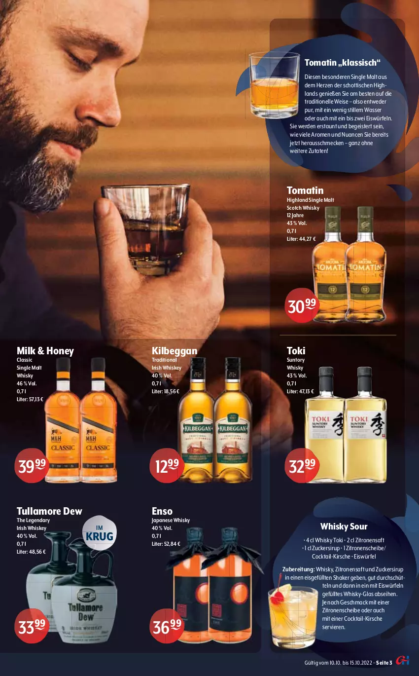 Aktueller Prospekt Getraenke Hoffmann - Prospekte - von 10.10 bis 15.10.2022 - strona 3 - produkty: blended scotch, blended scotch whisky, braun, cocktail, eis, eiswürfel, elle, erde, fever-tree, garnier, gewürz, gin, ginger, honig, irish whiskey, jim beam, johnnie walker, kilbeggan, kirsch, kirsche, limo, limonade, liqueur, Löffel, mac, Nuance, orange, orangen, regal, saft, schott, scotch, scotch whisky, shake, single malt, sirup, tee, tennessee whiskey, thomas henry, Ti, tisch, Tomatin, tonic, tonic water, tullamore, tullamore dew, wasser, whiskey, whisky, Whiskyglas, Wild, wild berry, würfel, zitrone, zitronen, zitronensaft, zucker