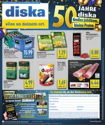 Gazetka promocyjna Diska - Gazetka - ważna od 22.06 do 22.06.2024 - strona 1 - produkty: aktionspreis, angebot, angebote, ball, bett, bier, deka, eis, elle, filet, Fußball, grünländer, gutschein, jacobs, jacobs krönung, kaffee, Käse, mini-rispentomaten, nuss, reis, rispentomaten, schwein, schweine, Sport, tee, telefon, Ti, tomate, tomaten, wein, weine