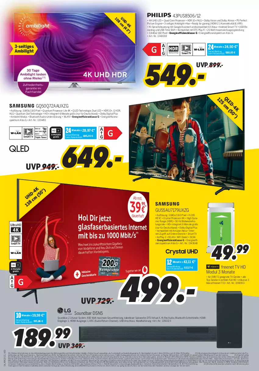 Aktueller Prospekt Medimax - MEDIMAX Prospekt KW13 2022 - von 25.03 bis 31.03.2022 - strona 4 - produkty: alexa, amazon alexa, angebot, Astra, auer, Bad, Bau, braun, Brei, dvb, dvb-s2, DVB-T, eis, elle, erde, freenet tv, gin, gutschein, HDMI, LG, Mode, Philips, qled, quad, reis, ring, Router, rum, smart tv, soundbar, Spektrum, Subwoofer, telefon, Ti, tuner, uhd, usb, vodafone, wandhalterung, ZTE