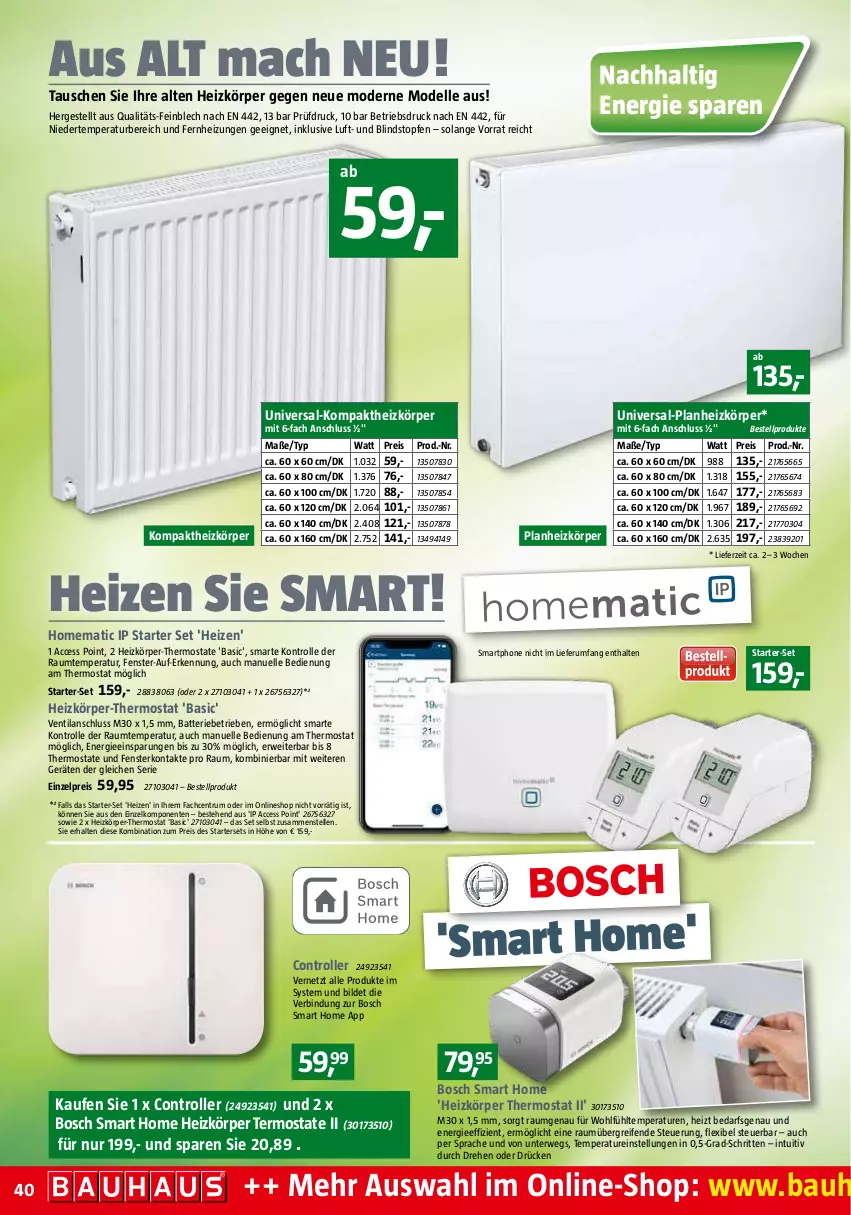 Aktueller Prospekt Bauhaus - Prospekte - von 03.12 bis 31.12.2022 - strona 40 - produkty: ACC, batterie, Bau, bosch, dell, eis, elle, ente, fenster, Heizungen, mac, Mode, reifen, reis, Roller, rum, rwe, smartphone, thermostat, Ti, topf, Topfen