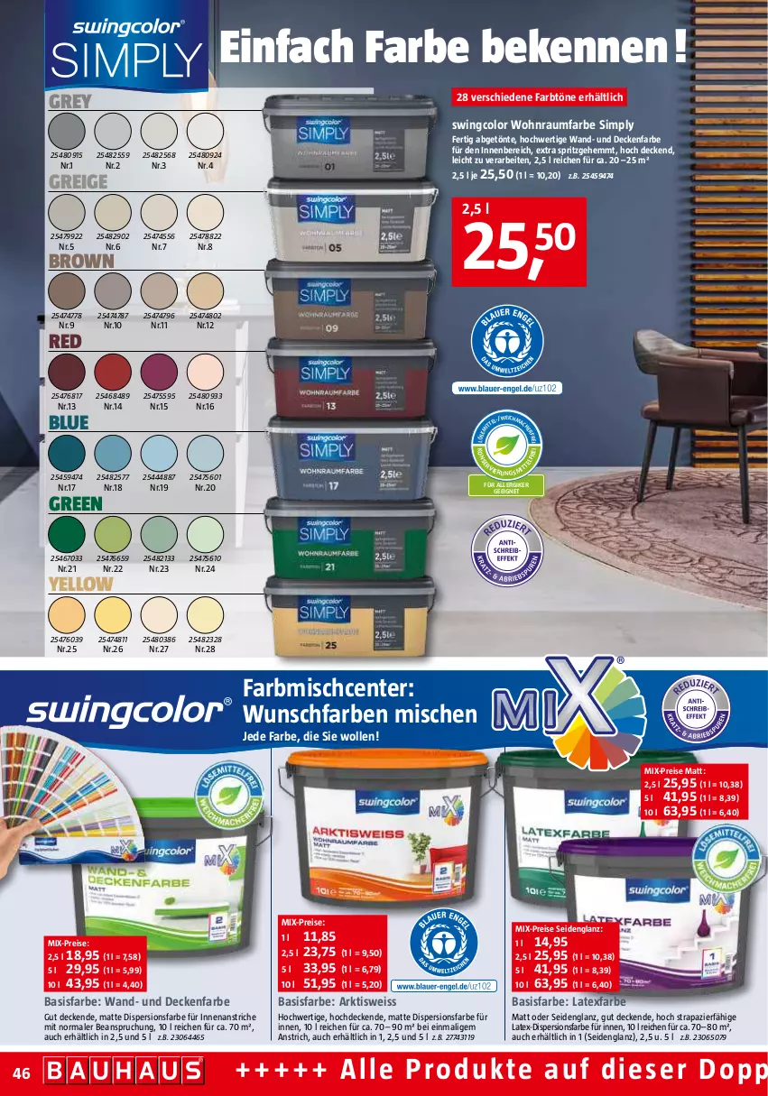 Aktueller Prospekt Bauhaus - Prospekte - von 03.12 bis 31.12.2022 - strona 46 - produkty: decke, eis, ente, Raumfarbe, reis, sim, Swingcolor, Ti, wolle