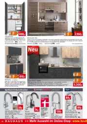 Gazetka promocyjna Bauhaus - Prospekte - Gazetka - ważna od 31.12 do 31.12.2022 - strona 22 - produkty: abzugshaube, arbeitsplatte, backofen, Bau, brause, Brei, dunstabzug, dunstabzugshaube, edelstahl, einbaubackofen, einbaukühlschrank, Einhebelmischer, Elektro, elektrogeräte, garnitur, gefrierfach, geschirr, geschirrspüler, glaskeramik, glaskeramikkochfeld, kochfeld, küche, Küchen, Küchenzeile, kühlschrank, laminat, latte, LG, Ofen, rum, säge, schläuche, Schrank, schubladen, Spektrum, Ti, tisch