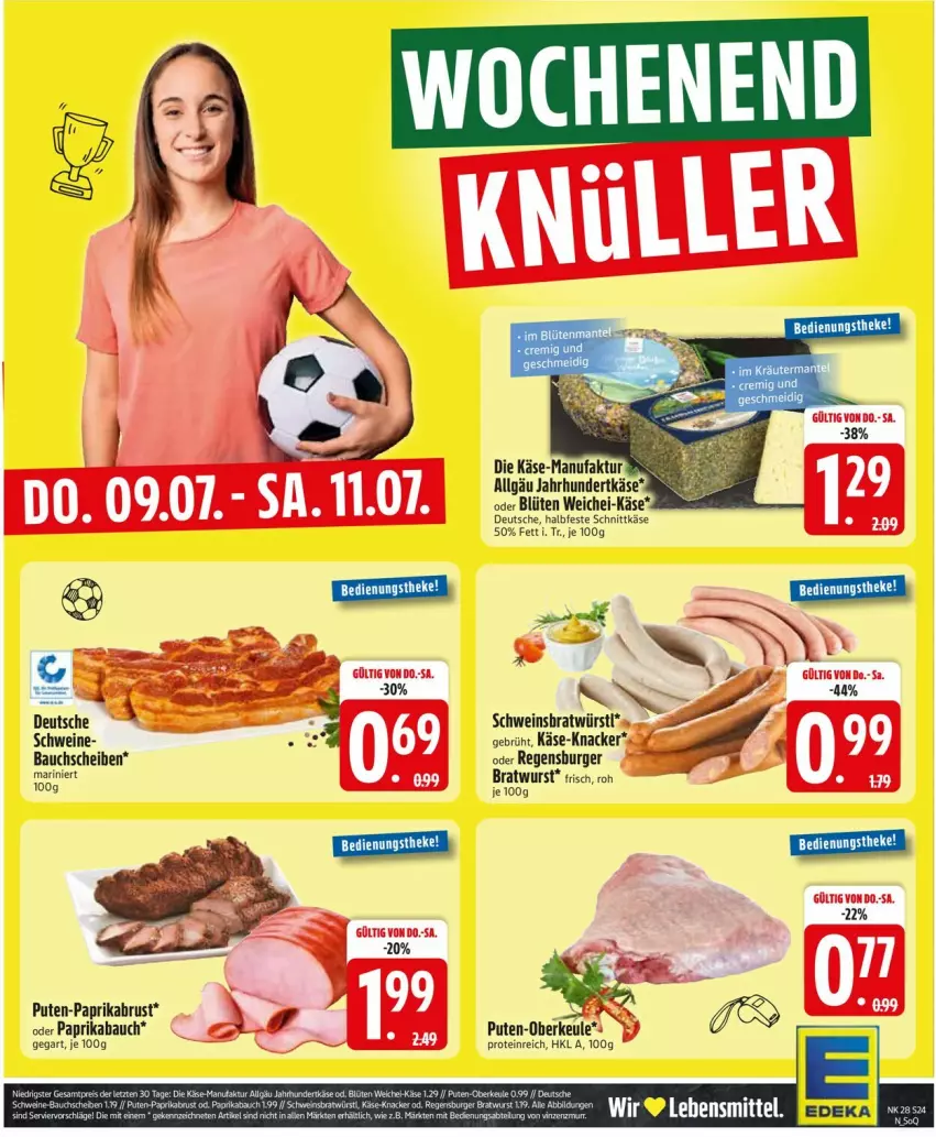 Aktueller Prospekt Edeka - Prospekte - von 06.07 bis 11.07.2026 - strona 26 - produkty: Bau, bauchscheiben, Blüte, bratwurst, burger, elle, Faktu, Käse, knacker, LG, paprika, pute, regensburger, schnittkäse, schwein, schweine, wein, weine, wurst