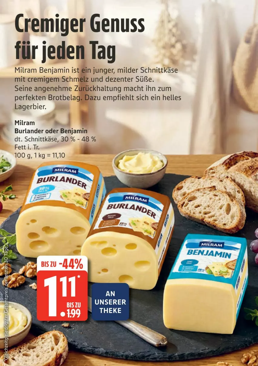 Aktueller Prospekt Edeka - Prospekte - von 17.08 bis 22.08.2026 - strona 12 - produkty: bier, brot, burlander, elle, ente, Käse, Lagerbier, mac, milram, nuss, schnittkäse
