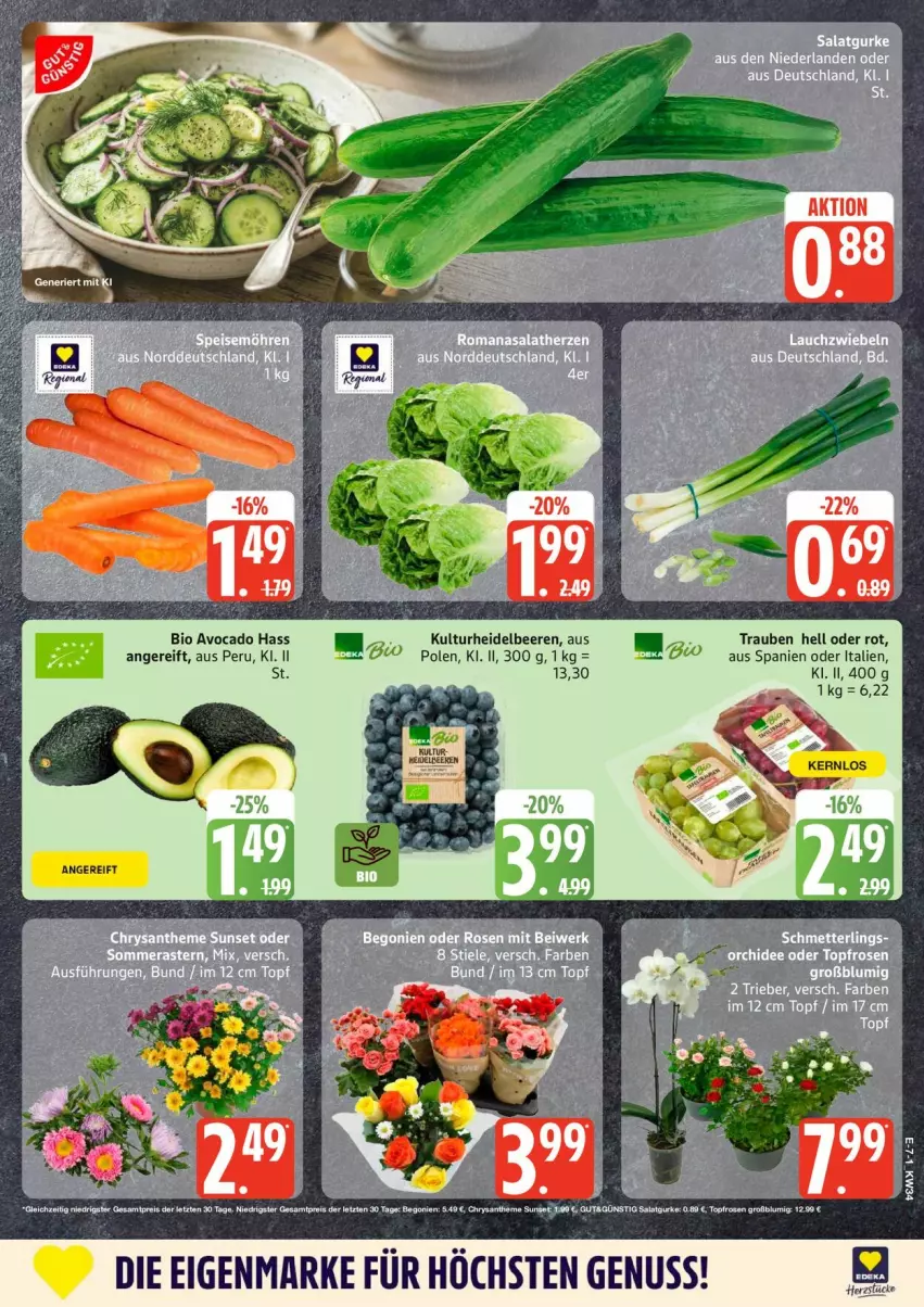 Aktueller Prospekt Edeka - Prospekte - von 17.08 bis 22.08.2026 - strona 7 - produkty: avocado, beere, beeren, Begonie, bio, eis, gurke, heidelbeere, heidelbeeren, nuss, reis, rosen, salat, Salatgurke, tee, Ti, topf, trauben, ZTE
