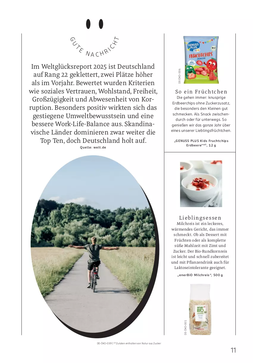 Aktueller Prospekt Rossmann - Prospekte - von 02.06 bis 31.08.2025 - strona 11 - produkty: beere, bio, chips, dessert, drink, eis, elle, erdbeere, frucht, früchte, früchten, korn, leine, milch, milchreis, natur, ndk, nuss, pflanze, pflanzen, reis, rwe, snack, Ti, zucker