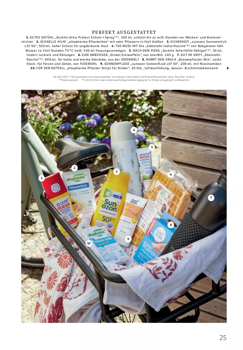 Aktueller Prospekt Rossmann - Prospekte - von 02.06 bis 31.08.2025 - strona 25 - produkty: Altapharma, babydream, bio, biozidprodukte, Blasenpflaster, cin, edelstahl, eier, eis, elle, flasche, Fusswohl, getränk, getränke, isolierflasche, Kinder, LG, medizinprodukt, milch, pflaster, Rauch, rwe, sonnenmilch, tee, Ti, waffeln, wasser