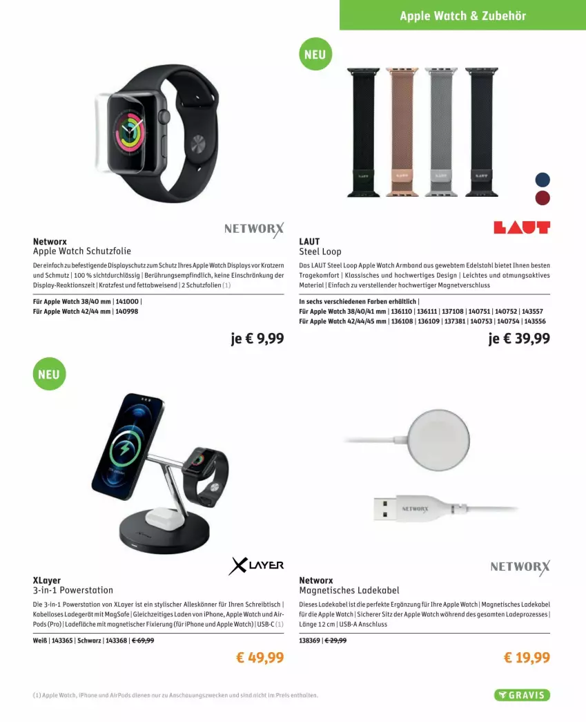 Aktueller Prospekt Gravis - Prospekte - von 01.03 bis 31.03.2022 - strona 17 - produkty: Apple, Apple Watch, Apple Watch 3, Apple Watch 4, Armband, deka, edelstahl, eis, elle, iphone, ladegerät, ladekabel, lays, Pods, reis, Ria, schreibtisch, tee, Ti, tisch, usb, weck