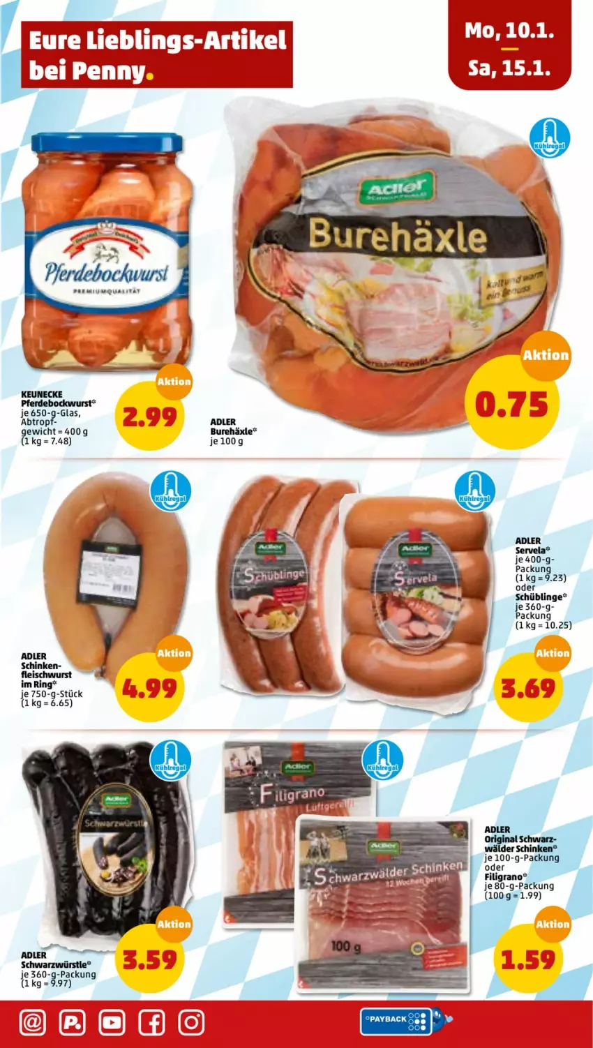 Aktueller Prospekt Penny - Prospekte - von 10.01 bis 15.01.2022 - strona 13 - produkty: bockwurst, eis, erde, fleisch, fleischwurst, ring, schinken, wurst