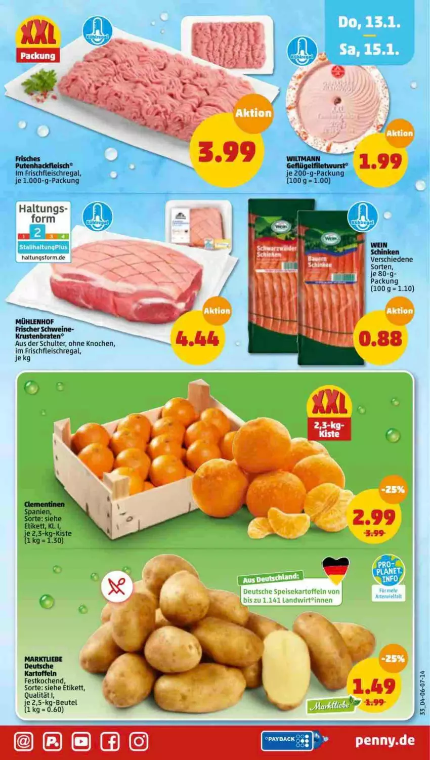 Aktueller Prospekt Penny - Prospekte - von 10.01 bis 15.01.2022 - strona 29 - produkty: beutel, braten, eis, fleisch, kartoffel, kartoffeln, krustenbraten, regal, schinken, schwein, schweine, Ti, wein, weine