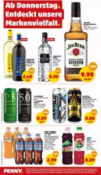 Gazetka promocyjna Penny - Prospekte - Gazetka - ważna od 15.01 do 15.01.2022 - strona 42 - produkty: 7UP, bourbon, bourbon whiskey, chardonnay, drink, eis, energy drink, erfrischungsgetränk, flasche, getränk, gin, grand sud, jim beam, merl, merlot, Mirinda, pepsi, pet-flasche, radler, rind, Rockstar, Schwip Schwap, Three Sixty, Ti, tuc, vodka, volvic, whiskey, zucker