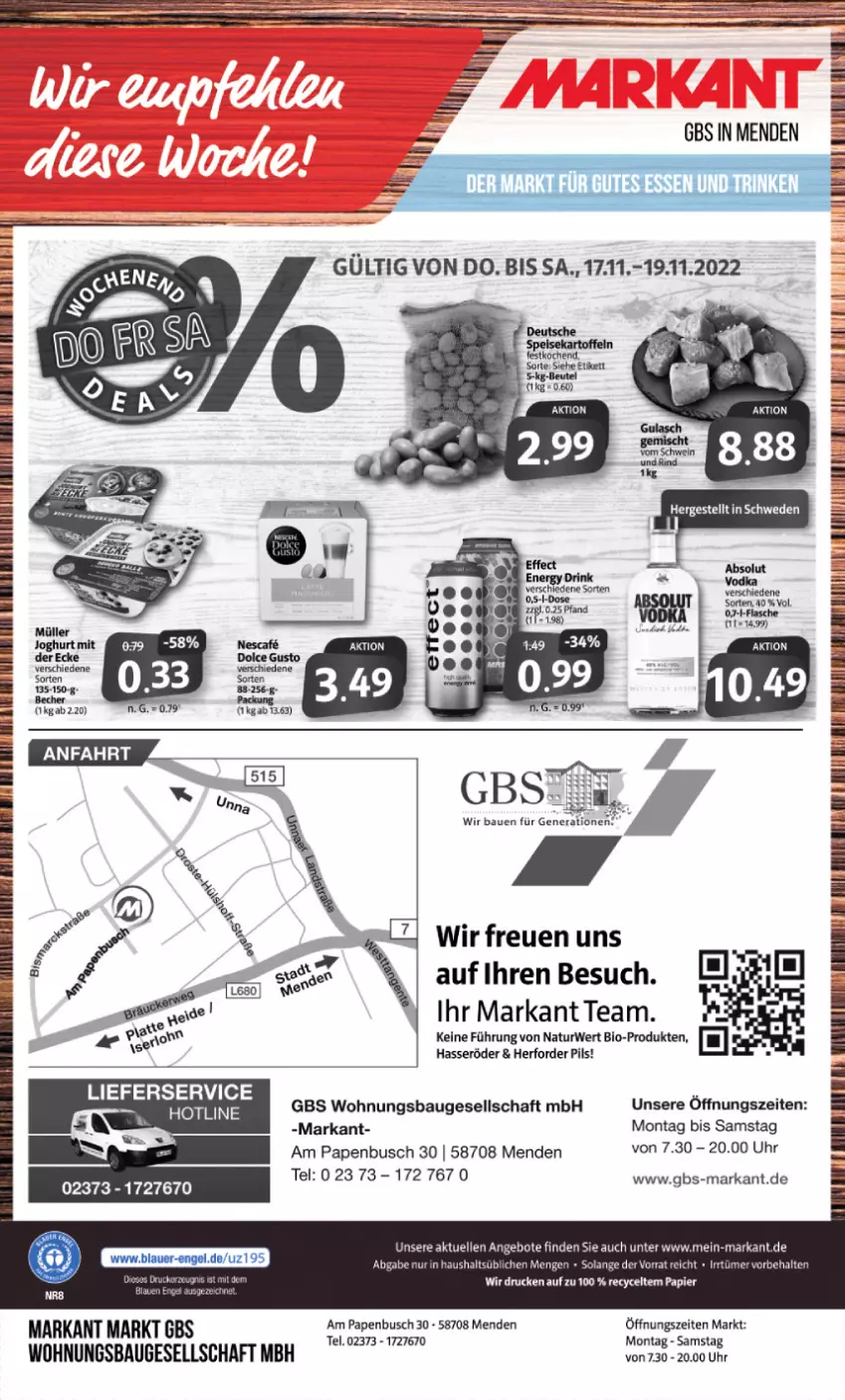 Aktueller Prospekt Markant - Prospekte - von 14.11 bis 19.11.2022 - strona 12 - produkty: angebot, angebote, auer, Bau, bio, elle, Engel, ente, hasseröder, lieferservice, natur, oreo, papier, pils, rel, rwe, tee, Ti, uhr