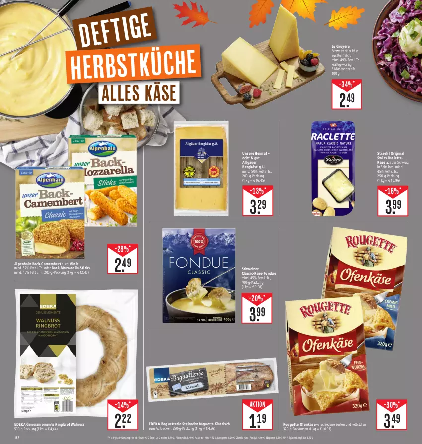 Aktueller Prospekt E Center - Angebote der Woche - von 25.09 bis 30.09.2023 - strona 22 - produkty: Alpenhain, baguette, Bergkäse, brot, camembert, deka, eis, ente, Fondue, gin, hartkäse, Käse, küche, LG, milch, mozzarella, nuss, Ofen, Ofenkäse, reis, rel, ring, rouge, rougette, schweizer hartkäse, steinofen, Ti, walnuss, ZTE