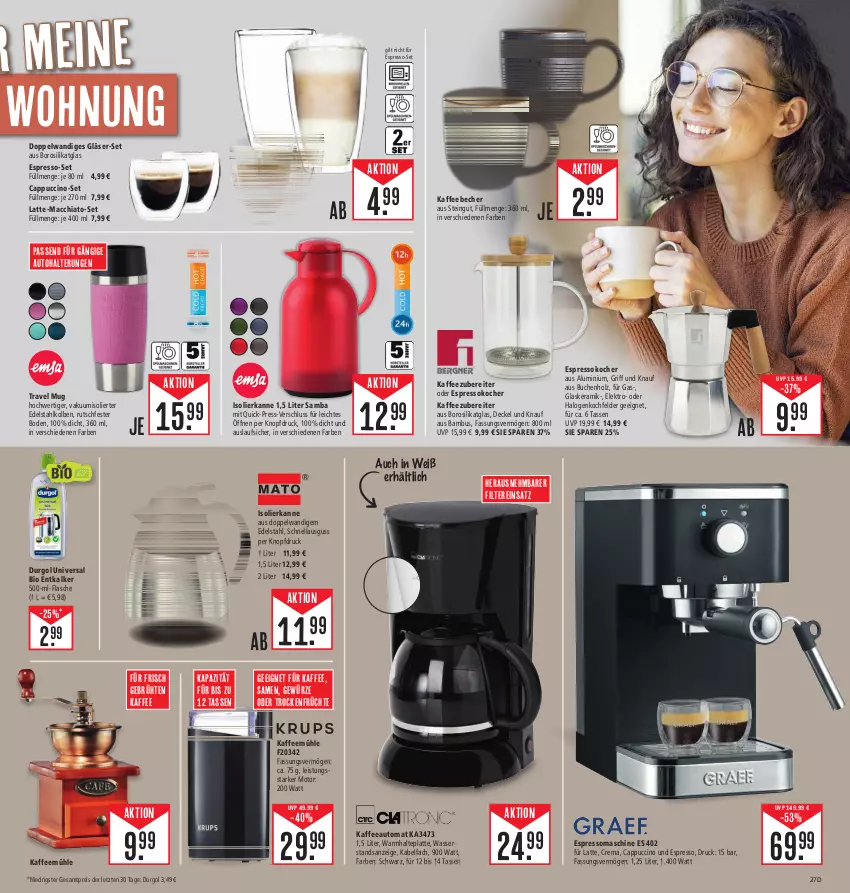 Aktueller Prospekt E Center - Angebote der Woche - von 25.09 bis 30.09.2023 - strona 31 - produkty: ACC, auto, bambus, Becher, bio, buch, Cap, cappuccino, chia, cin, decke, Deckel, edelstahl, eis, Elektro, entkalker, espresso, Espressokocher, flasche, früchte, gewürz, Gläser, glaskeramik, Holz, isolierkanne, kaffee, kaffeebecher, Kaffeemühle, knauf, Kocher, kochfeld, latte, mac, macchiato, oder espresso, reis, tasse, Ti, travel mug, Trockenfrüchte, wasser, ZTE