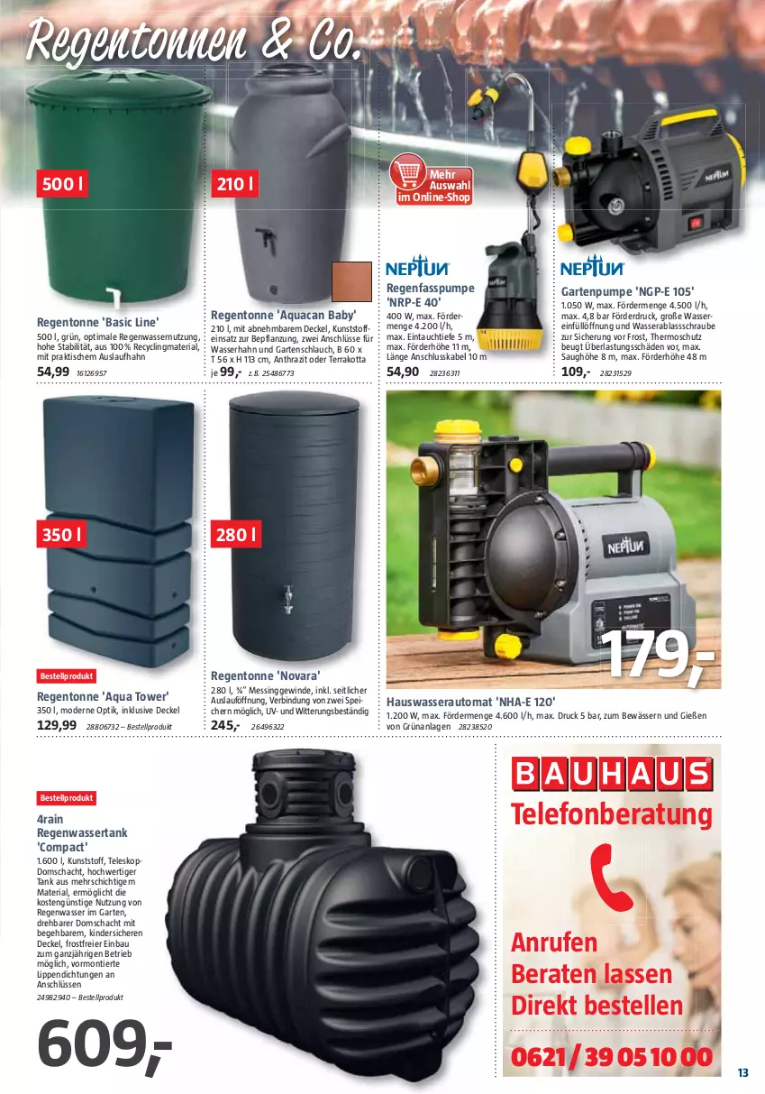 Aktueller Prospekt Bauhaus - Prospekte - von 27.05 bis 01.07.2023 - strona 13 - produkty: aqua, auto, Bau, Clin, decke, Deckel, eier, elle, Garten, Gartenpumpe, gartenschlauch, Kinder, Mode, recyclingmaterial, Ria, schlauch, telefon, Teleskop, Ti, tisch, wasser, wassertank