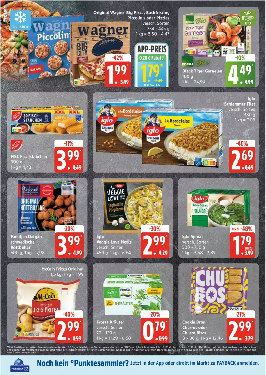 Aktueller Prospekt Edeka - Prospekte - von 12.05 bis 17.05.2025 - strona 12 - produkty: acer, deka, eis, frosta, gin, iglo, kräuter, lack, original wagner, payback, piccolinis, pizza, reis, tesa, Ti, wagner, ZTE