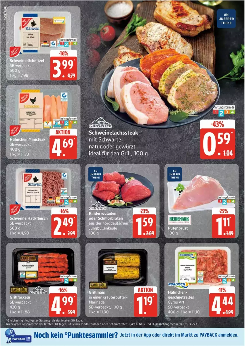 Aktueller Prospekt Edeka - Prospekte - von 12.05 bis 17.05.2025 - strona 8 - produkty: braten, eis, fleisch, geschnetzeltes, gewürz, grill, gutfleisch, gyros, Hähnchengeschnetzeltes, lachs, natur, payback, reis, rind, rinder, Rinderroulade, rinderrouladen, rouladen, schmorbraten, schwein, schweine, Schweinelachs, steak, tee, tesa, Ti, wein, weine, Zelt, ZTE
