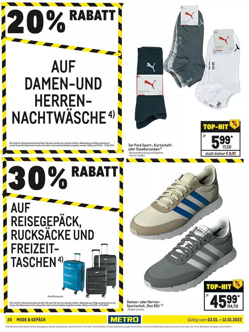 Aktueller Prospekt Metro - NonFood - von 03.01 bis 12.01.2022 - strona 20 - produkty: auto, Bau, baumwollmischung, dell, eis, erde, Fahrrad, heimtextilien, kleid, Kleidung, LG, Metro, Mode, reis, schuhe, sneaker, sneakersocken, socken, Spiele, Sport, Tasche, taschen, Ti, tisch