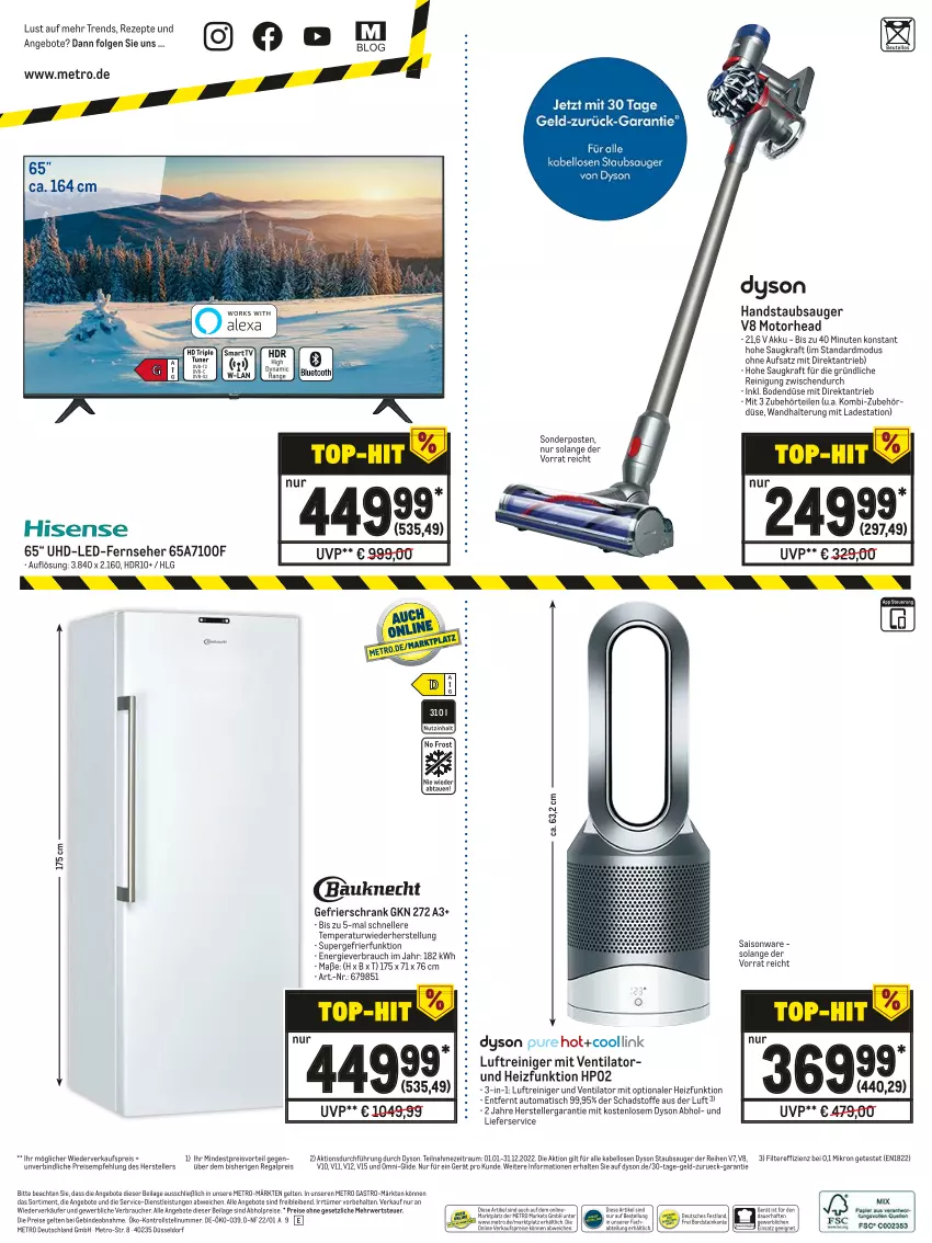 Aktueller Prospekt Metro - NonFood - von 03.01 bis 12.01.2022 - strona 24 - produkty: abholpreise, Abtei, akku, angebot, angebote, auer, auto, Dyson, eis, elle, fernseher, gefrierschrank, handstaubsauger, HP, ilag, kraft, LG, lieferservice, Luftreiniger, Metro, metro gastro, preisvorteil, Rauch, regal, reiniger, Reinigung, reis, rezept, rezepte, rwe, Schrank, sonderposten, staubsauger, supergefrierfunktion, teller, Ti, tisch, uhd, ventilator, wandhalterung