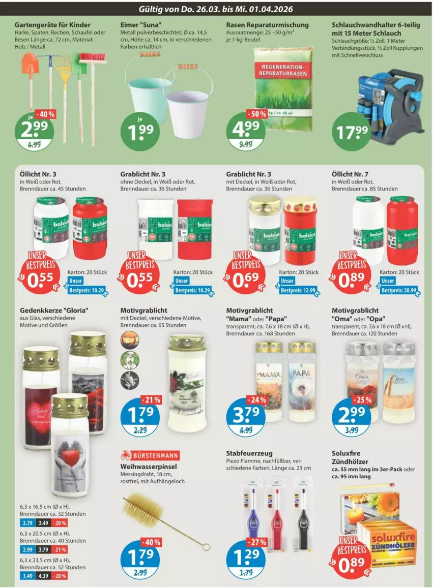 Aktueller Prospekt Vmarkt - Prospekte - von 26.03 bis 01.04.2026 - strona 27 - produkty: auer, bestpreis, beutel, bürste, bürsten, bürstenmann, decke, Deckel, Draht, eimer, eis, Feuerzeug, Garten, Holz, kerze, Kinder, lamm, mam, Pinsel, rasen, reis, Ria, schlauch, Spaten, Ti, wasser