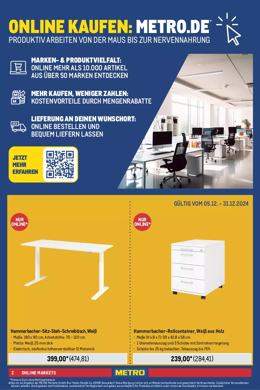 Aktueller Prospekt Metro - Office & Multimedia - von 05.12 bis 31.12.2024 - strona 2 - produkty: Aktenvernichter, angebot, angebote, asti, auer, batterie, batterien, brie, Container, decke, drucker, eis, Elektro, elle, ente, Hefte, Holz, kopierpapier, latte, leuchtmittel, lieferservice, Maus, Metro, möbel, Mode, ndk, office, ordner, papier, Rauch, reis, Ria, riegel, rollcontainer, rwe, schreibtisch, sigma, Tasche, taschen, telefon, Ti, tisch, Toner