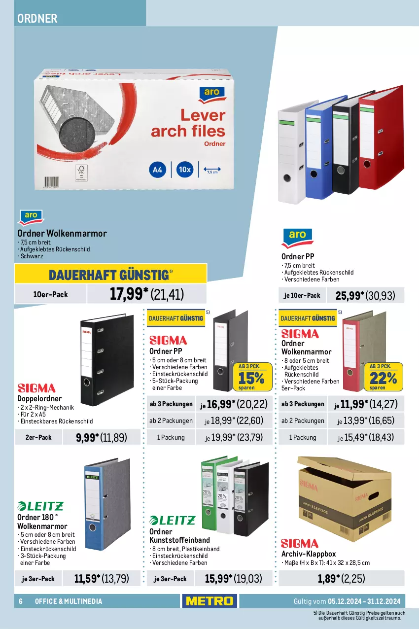 Aktueller Prospekt Metro - Office & Multimedia - von 05.12 bis 31.12.2024 - strona 6 - produkty: asti, auer, Brei, decke, Deckel, eis, Hefte, Klappbox, office, ordner, prospekthüllen, reifen, reis, ring, Schnellhefter, Ti