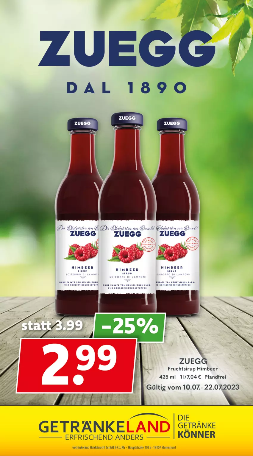 Aktueller Prospekt Getraenkeland - von 10.07 bis 22.07.2023 - strona 10 - produkty: Elan, frucht, getränk, getränke, himbeer, LG, sirup, Ti, Yo, zuegg