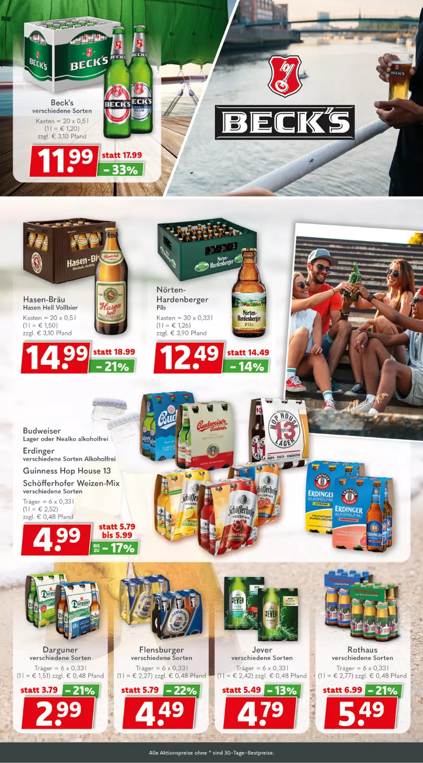 Aktueller Prospekt Getraenkeland - von 10.07 bis 22.07.2023 - strona 4 - produkty: aktionspreis, alkohol, beck's, Berger, bestpreis, bestpreise, bier, budweiser, burger, eis, erdinger, flensburger, frucht, Guinness, jever, pils, reis, schöfferhofer, Ti