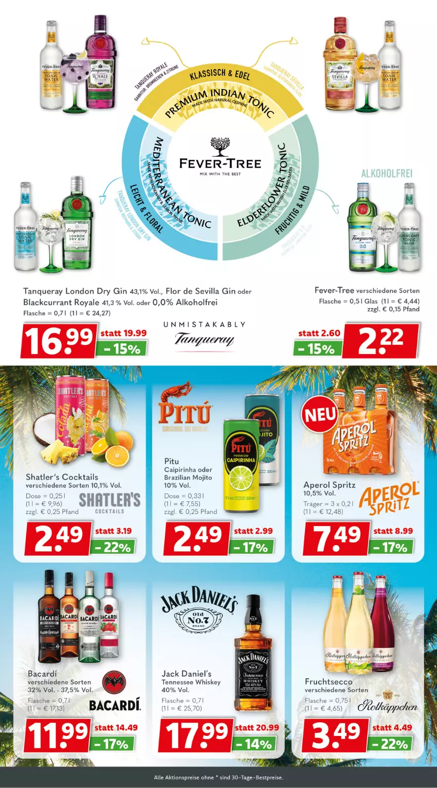 Aktueller Prospekt Getraenkeland - von 10.07 bis 22.07.2023 - strona 7 - produkty: aktionspreis, alkohol, aperol, bacardi, bestpreis, bestpreise, Brazilian, caipirinha, cocktail, cocktails, Currant, dry gin, ecco, eis, fever-tree, flasche, frucht, fruchtsecco, gin, jack daniel, jack daniel's, lack, london dry, london dry gin, mojito, reis, Tanqueray, tennessee whiskey, Ti, whiskey