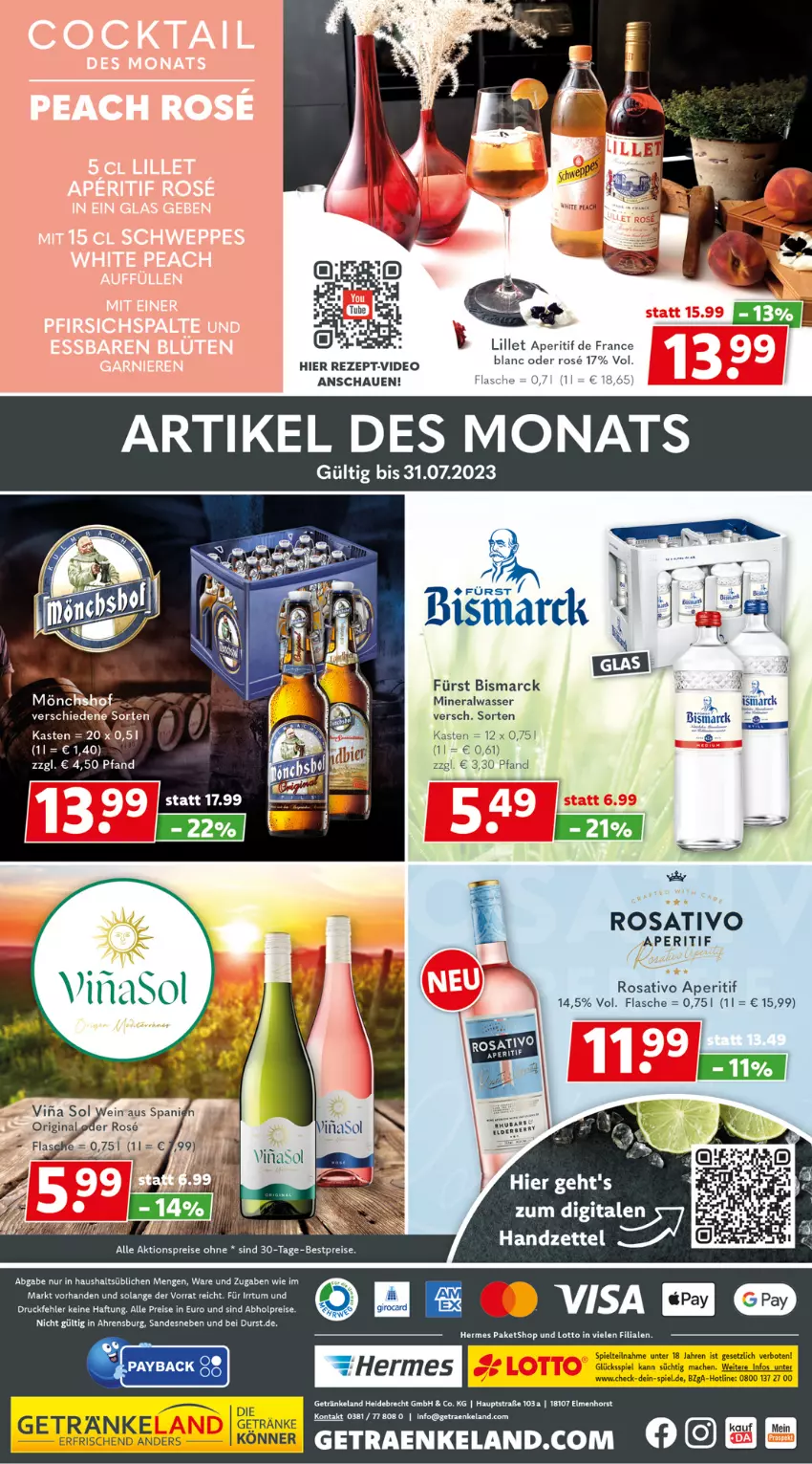 Aktueller Prospekt Getraenkeland - von 10.07 bis 22.07.2023 - strona 8 - produkty: abholpreise, aktionspreis, Alwa, aperitif, bestpreis, bestpreise, bismarck, deo, eis, Elan, flasche, getränk, getränke, gin, lillet, mac, Maus, mineralwasser, reis, rezept, tee, Ti, wasser