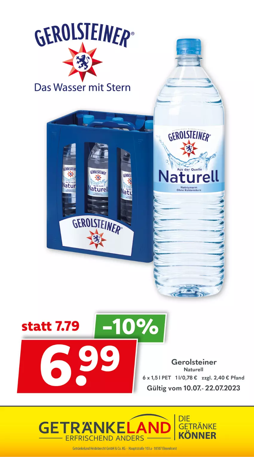 Aktueller Prospekt Getraenkeland - von 10.07 bis 22.07.2023 - strona 9 - produkty: Elan, elle, gerolsteine, gerolsteiner, getränk, getränke, rel, steiner, Ti