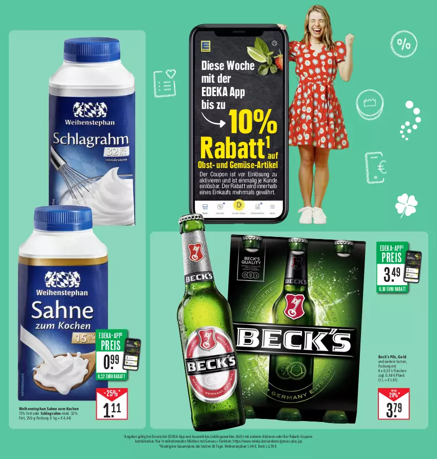 Aktueller Prospekt Edeka - Angebote der Woche - von 25.09 bis 30.09.2023 - strona 38 - produkty: angebot, coupon, coupons, deka, eis, flasche, nuss, obst, pils, rabatt-coupon, reis, sahne, schlagrahm, Ti, und gemüse, weihenstephan, ZTE