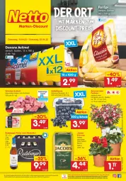 Gazetka promocyjna Netto Marken-Discount - Filial-Angebote - Gazetka - ważna od 23.04 do 23.04.2022 - strona 1 - produkty: actimel, alkohol, angebot, beere, beeren, Berger, bohne, danone, discount, eis, fol epi, geranie, geranien, gulasch, heidelbeere, heidelbeeren, jacobs, jacobs krönung, kaffee, kulturtopf, ndk, pils, pilsner, radeberger, radeberger pilsner, reis, Schal, Schale, schinken, schwein, Ti, topf, versandkostenfrei, wein, ZTE