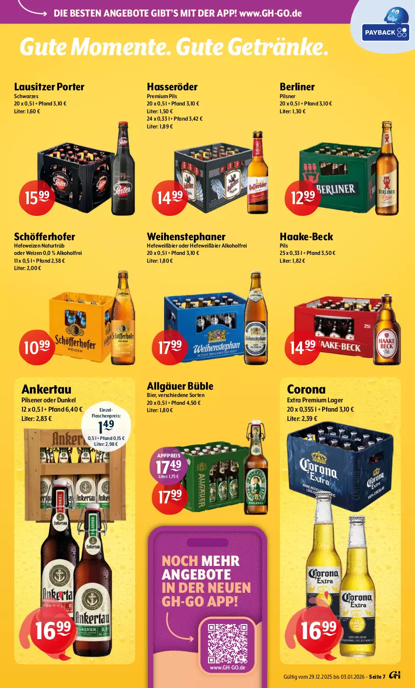 Aktueller Prospekt Getraenke Hoffmann - Prospekte - von 29.12.2026 bis 03.01.2027 - strona 7 - produkty: alkohol, angebot, angebote, berliner, bier, corona, corona extra, eis, ente, flasche, getränk, getränke, hasseröder, Hefe, hefeweizen, LG, natur, pils, pilsener, pilsner, premium pils, reis, schöfferhofer, Ti, weihenstephan