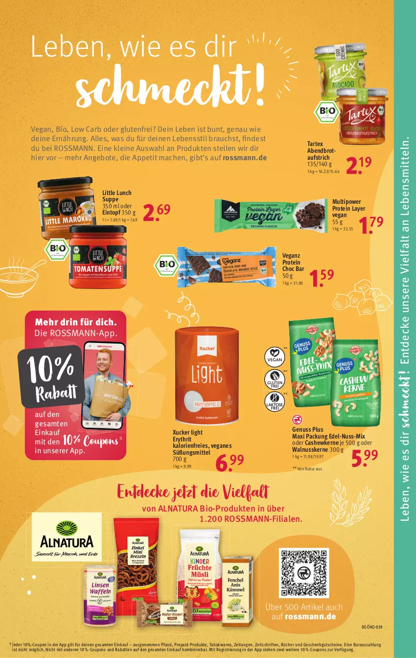 Aktueller Prospekt Rossmann - Prospekte - von 30.01 bis 03.02.2023 - strona 7 - produkty: angebot, angebote, aufstrich, bio, brot, brotaufstrich, Cashew, cashewkerne, coupon, coupons, decke, eintopf, elle, gutschein, gutscheine, lebensmittel, leine, mac, natur, natura, nuss, Rauch, suppe, Ti, topf, walnuss, walnusskerne