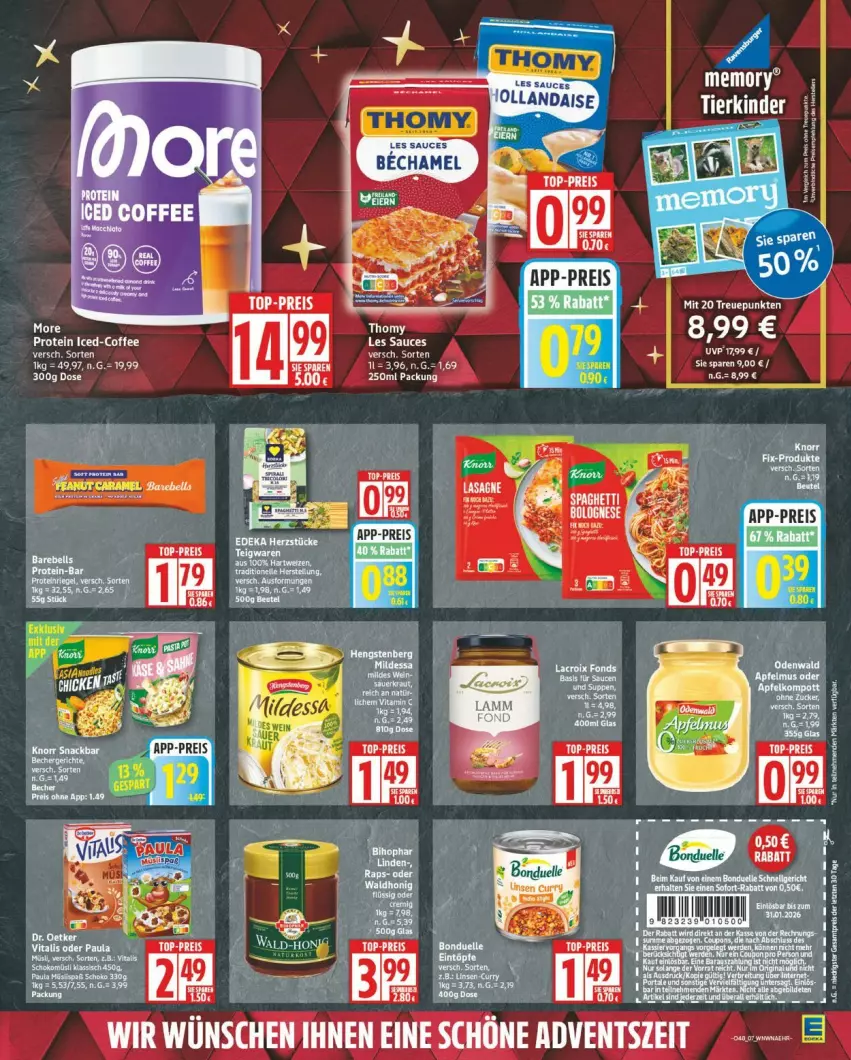 Aktueller Prospekt Edeka - Prospekte - von 24.11 bis 29.11.2025 - strona 7 - produkty: bonduelle, eis, elle, knorr, müsli, Paula, rebell, reis, sauce, schoko, thomy, Ti