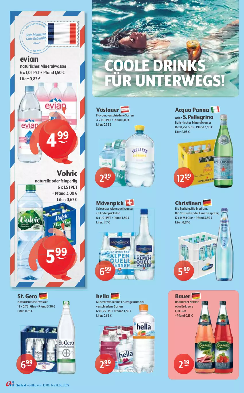 Aktueller Prospekt Getraenke Hoffmann - Prospekte - von 13.06 bis 18.06.2022 - strona 4 - produkty: alkohol, Alwa, auer, Bau, Bauer, beere, bier, Biere, bio, budweiser, drink, drinks, eis, elle, erdbeere, frucht, Gessner, gin, Guinness, hella, Kilkenny, limette, mac, mais, Mett, mineralwasser, mit frucht, mövenpick, natur, natürliches mineralwasser, Nektar, oder radler, pils, pilsener, premium pils, radler, reis, rel, rhabarber, rwe, Ti, tyskie, veltins, volvic, vöslauer, wasser, Zipfer