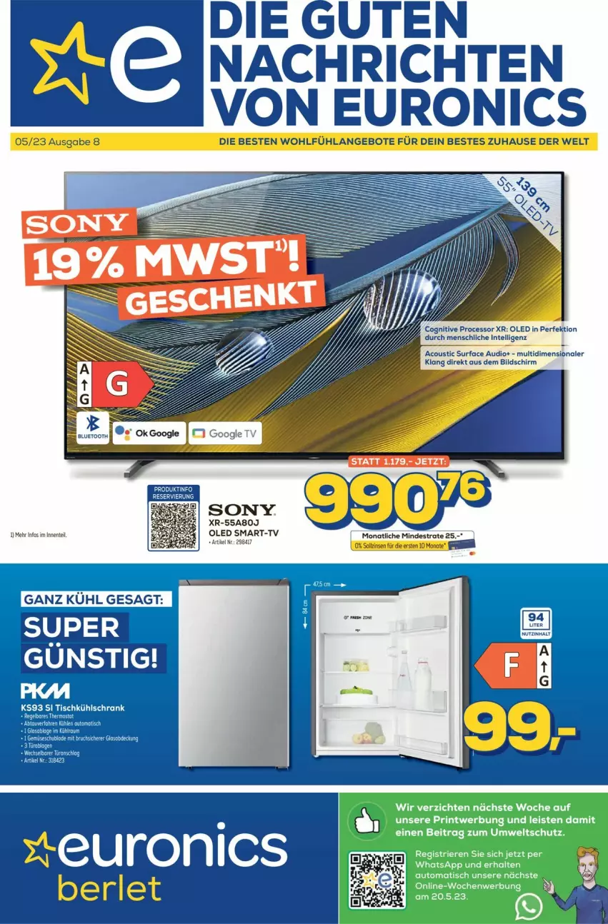 Aktueller Prospekt Euronics - Prospekte - von 17.05 bis 24.05.2023 - strona 1 - produkty: auto, eis, ente, Intel, sony, Surf, Ti, tisch