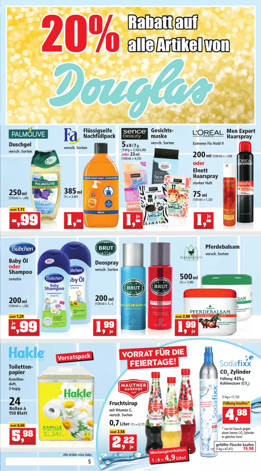 Aktueller Prospekt Thomas Philipps - Prospektwerbung - von 20.12 bis 24.12.2021 - strona 5 - produkty: balsam, Blüte, deo, deospray, duschgel, elnett, erde, flasche, flüssigseife, frucht, haarspray, hakle, holunder, Kamill, kamille, kirsch, kirsche, loreal, Maske, Mautner, papier, Seife, shampoo, sirup, Soda, Ti, vita, Vitamin C