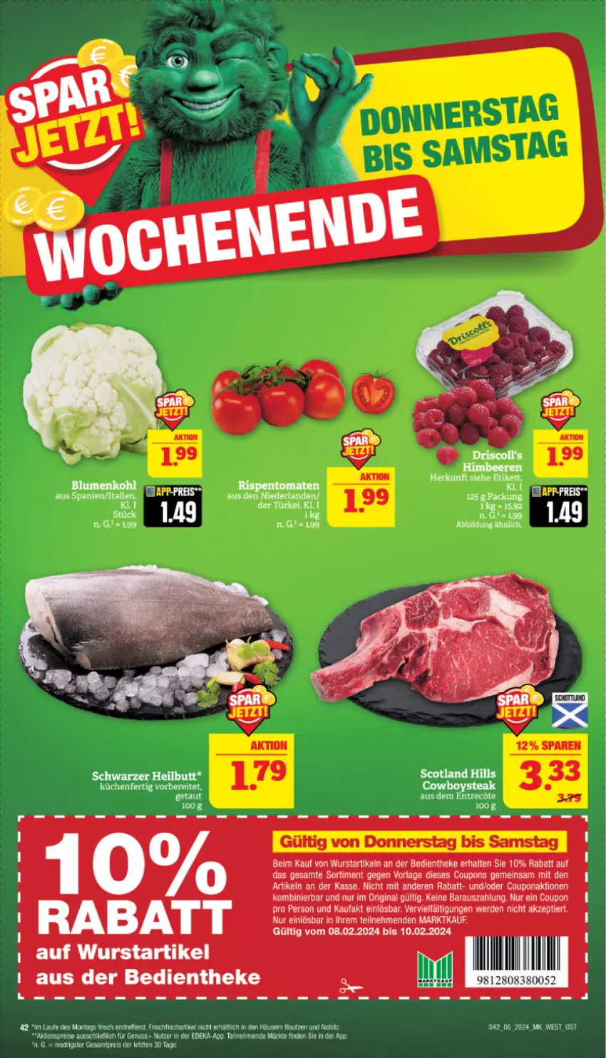 Aktueller Prospekt Marktkauf - Prospekt - von 04.02 bis 10.02.2024 - strona 42 - produkty: aktionspreis, Bau, coupon, coupons, deka, driscoll's, eier, eis, erde, fisch, frischfisch, gin, nuss, reis, rispentomaten, tee, Ti, tomate, tomaten, wurst, ZTE